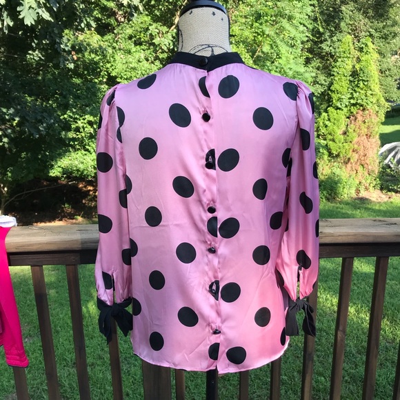 Zara Polka Dot Button Down Back Blouse - L - Picture 3 of 7